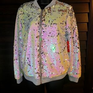 Girls size XL (14/16)  Silver Sequin Jacket